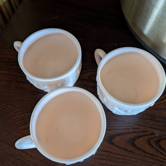 Pink Milk Glass Cups Mugs - Picture 3 of 6